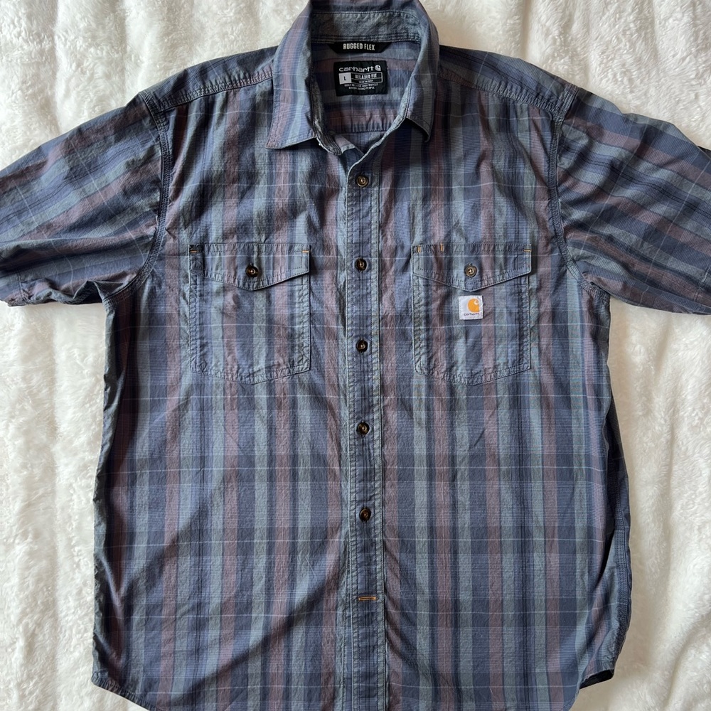 Carhartt Plaid Button Shirt L Relaxed Fit Short Sleeve